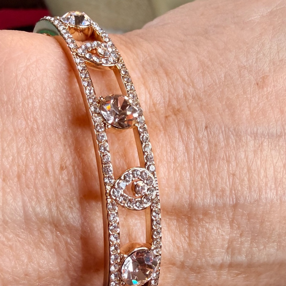 Vintage Givenchy Gold Bracelet with Brilliant Clear and Pink Rhinestones - Picture 6 of 8